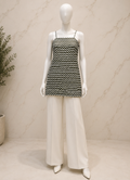 Square Neck Sleeveless Backless Kurti Top - Front View"